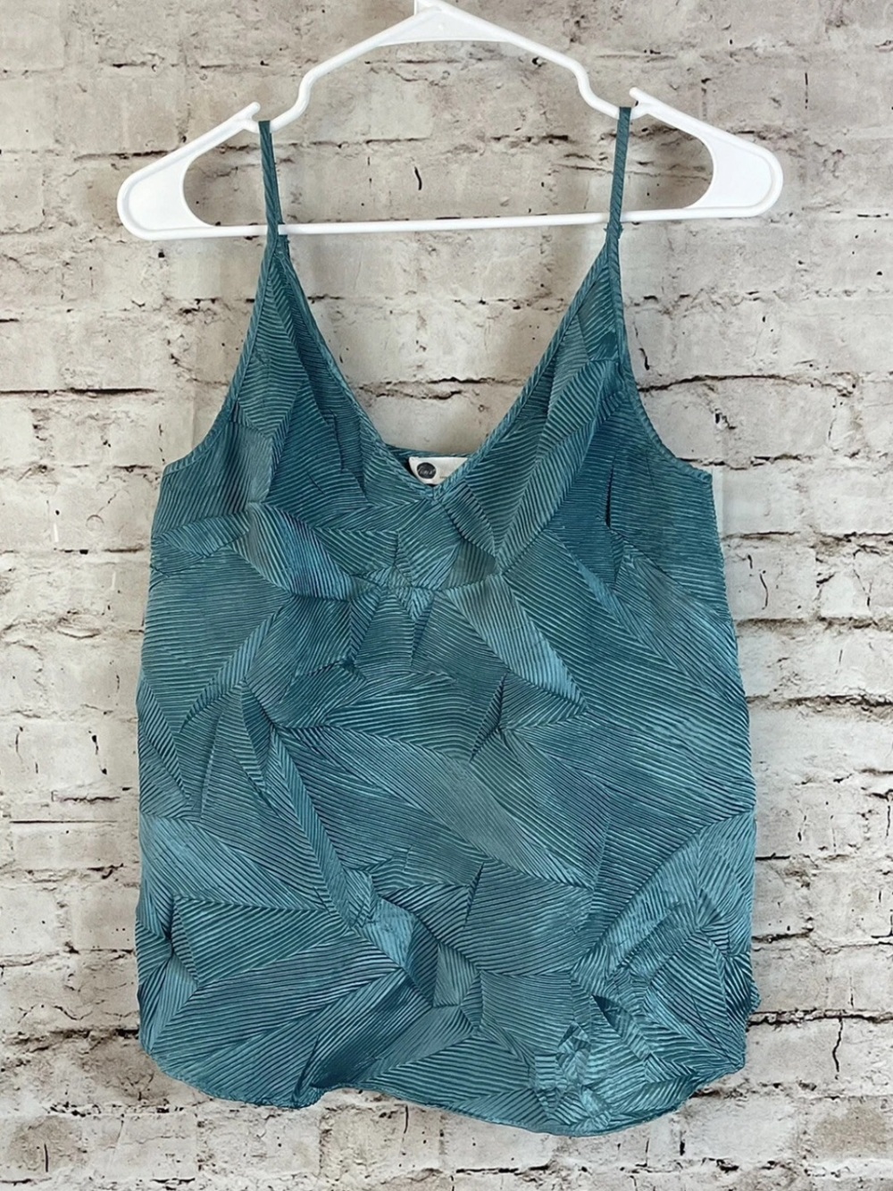 Teal shiny Textured V-Neck Cami Top floreat by Anthropologie S